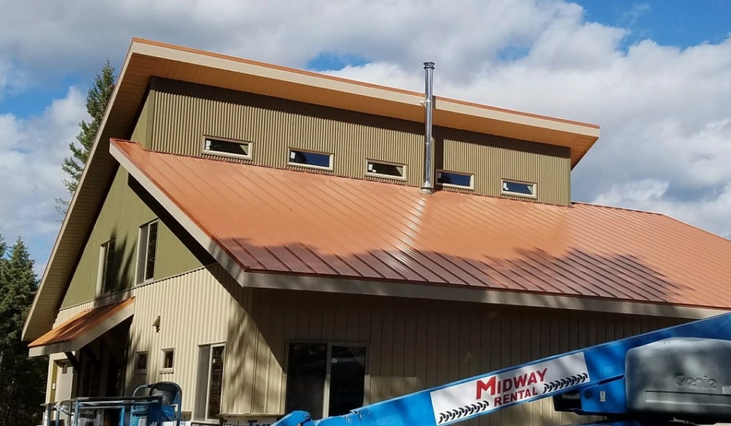 Copper tone Metal Roof of modern style home