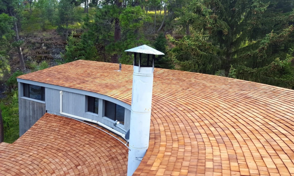 Shake Roof on Modern semi-circular home